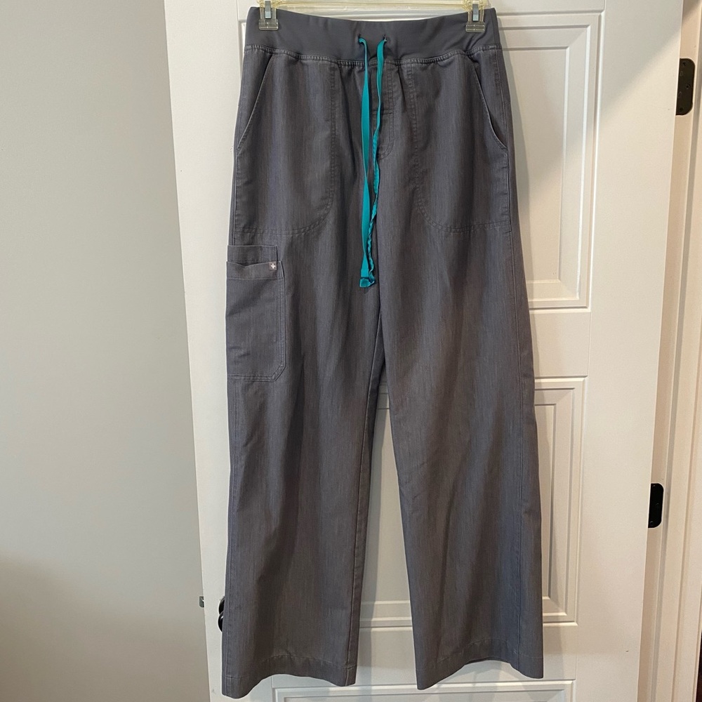 Women’s FIGS Graphite Gray Large Tall Isabel Wide Leg High Waist Scrub Pants
